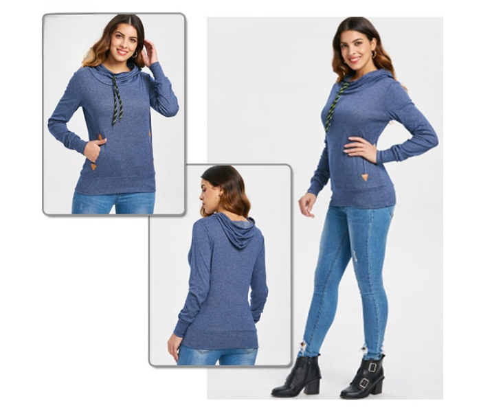 Quny RMC-10192 Full Sleeve Large Sized Short Top for Women - Blue - Zoom Image