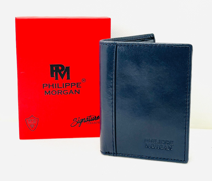 Philippe Morgan PM124 Stylish Leather Card Holders - Navy Blue - Zoom Image 1