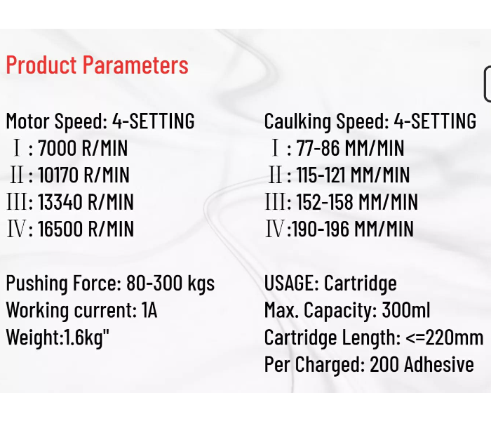 Conxin Q0V-CX43-18 Electric Cordless Caulking Gun - Zoom Image 3