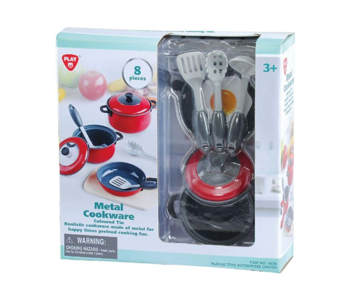 PlayGo 6836 Coloured Tin Metal Cookware Toys For Kids - Black and Red - Zoom Image 1