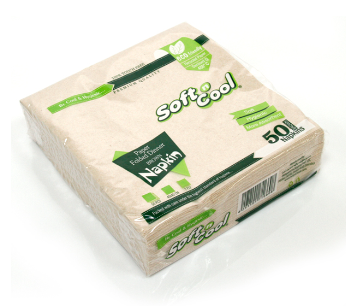 Hotpack NAPKIN4040B 50 Pieces 40x40cm Soft n cool Brown Paper Dinner Napkin - Zoom Image