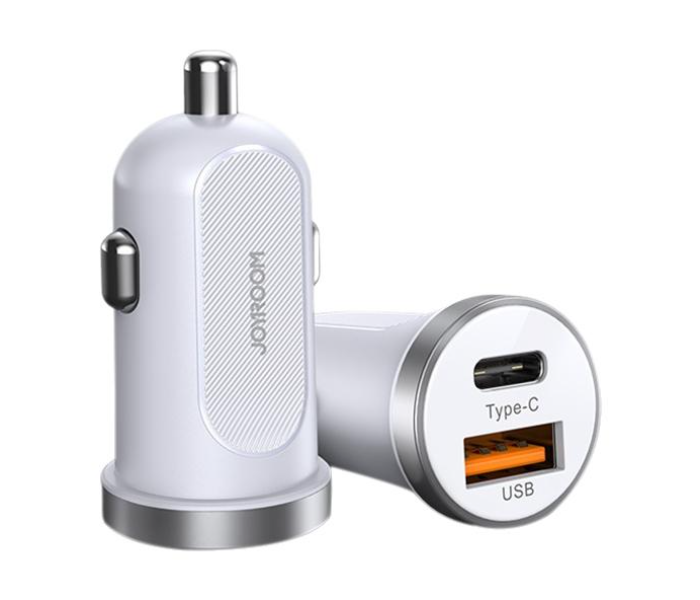 Joyroom C-A08 PD+QC3.0 Mini Dual Port 30W Smart Car Charger  - White - Zoom Image