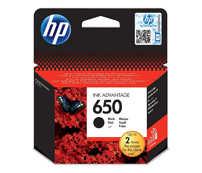 HP CZ101AK#BHL 650 Black Ink Cartridge - Black - Zoom Image 1