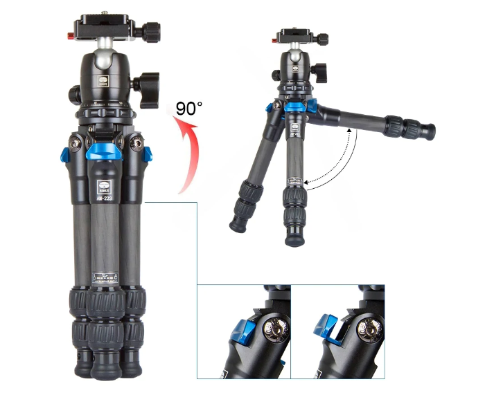 Sirui AM-223 ProfiLegs Carbon Fiber Travel Compact Lightweight Tripod with B-00K Ball Head - Black - Zoom Image 5