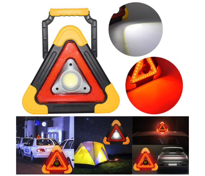 Portable Flashing Car Solar LED Light Triangle Warning Emergency Light Camping Hiking Fishing Lamp COB USB Charging Torch Light - Black and Yellow - Zoom Image 5