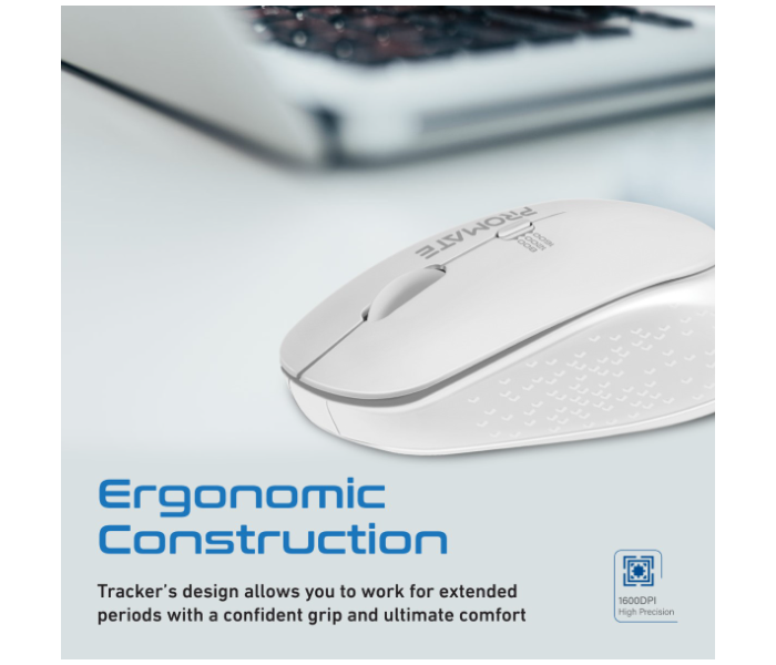 Promate Professional Precision Tracking Comfort Grip Wireless Mouse - White - Zoom Image 4