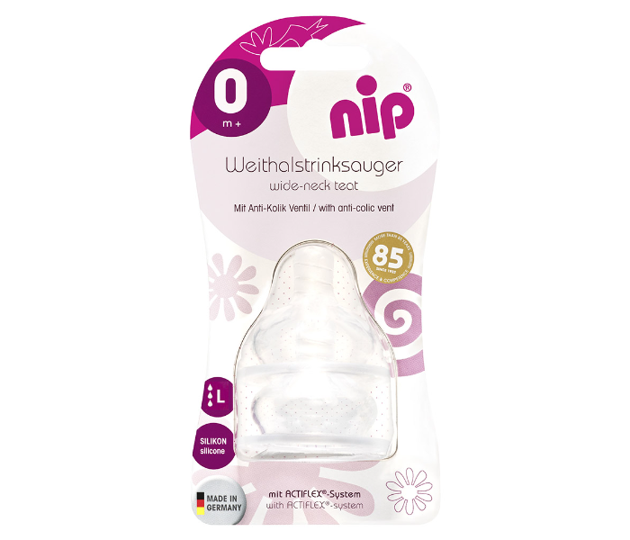 NIP 125338 Wide Neck Round Teat Fast Flow For Babies - Zoom Image