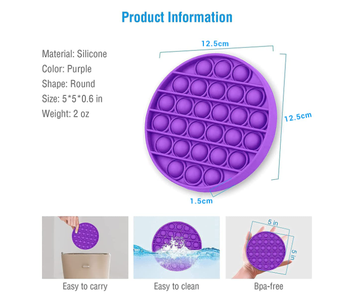 Pop It Purple Circle Toy For Kids - Purple - Zoom Image 2