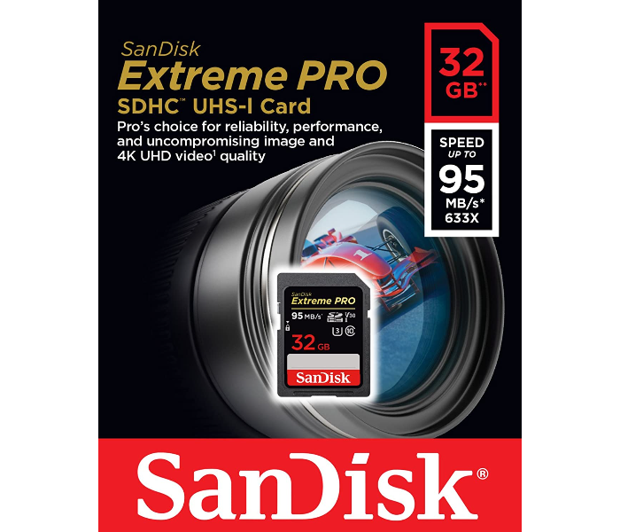 SanDisk SDSDXXG-032G-GN4IN Extreme Pro 32GB UHS-I SDHC Memory Card - Black - Zoom Image 3