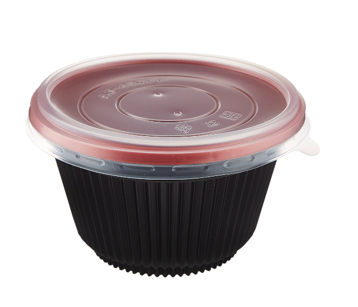 Hotpack HSMRBSB700 5 Pieces 700ml Red and Black Base Soup Bowls with Lids - Zoom Image 4