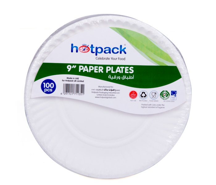 9 White Paper Plates - 100 Pieces