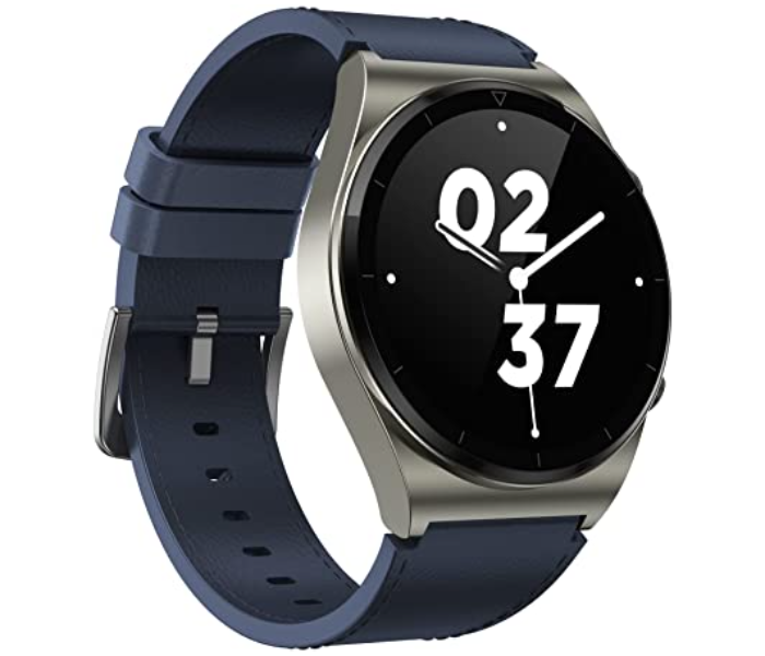 MKZ SK8 Plus Smart Watch with Bluetooth and Leather Strap- Blue - Zoom Image 2