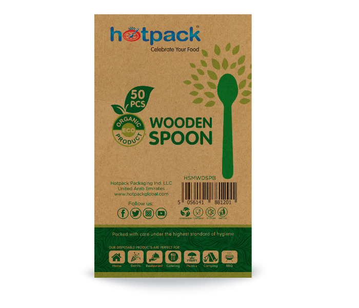 Hotpack HSMWDSPB 50 Pieces Wooden Spoon - Zoom Image 4