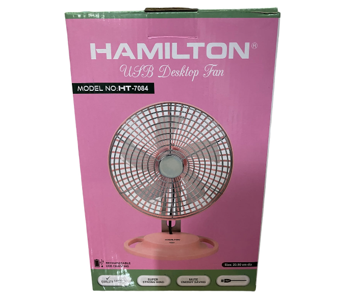 Hamilton HT-7084 USB Rechargeable Desktop Fan - Rose - Zoom Image 1