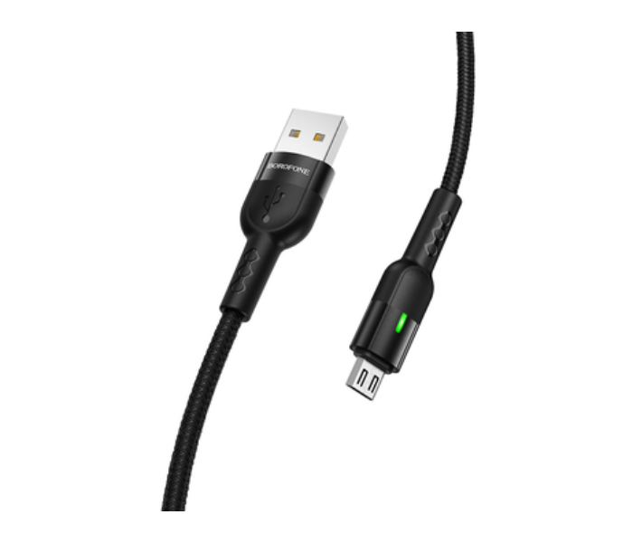 BOROFONE BU17 Starlight Smart Power Off Charging Data Cable For Micro - Black - Zoom Image 1