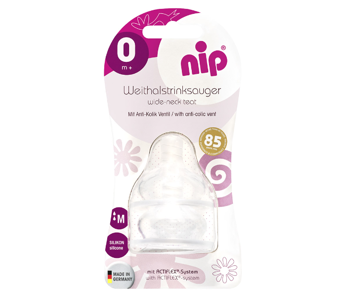 NIP 125339 Wide Neck Round Teat Medium Flow For Babies - Zoom Image