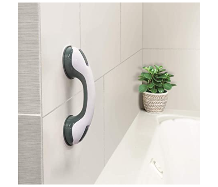 Strong Suction Cup Bathroom Helping Handle Shower Support Handle - White and Grey - Zoom Image 1