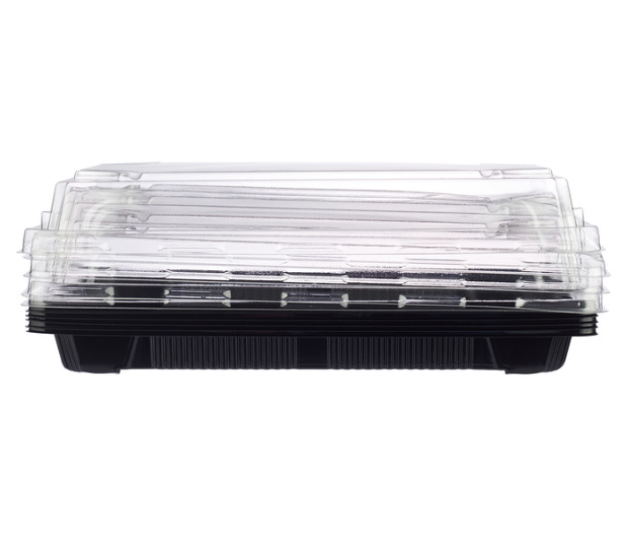 Hotpack HSMSC03B 5 Pieces Black Sushi Container Base with Lid - Zoom Image 3