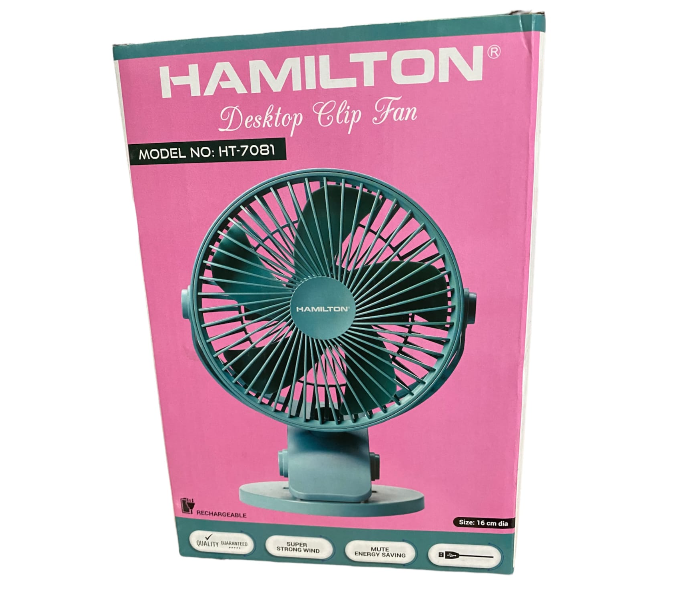 Hamilton HT-7081 9000mAh USB Rechargeable Desktop Clip Fan - Green - Zoom Image 1