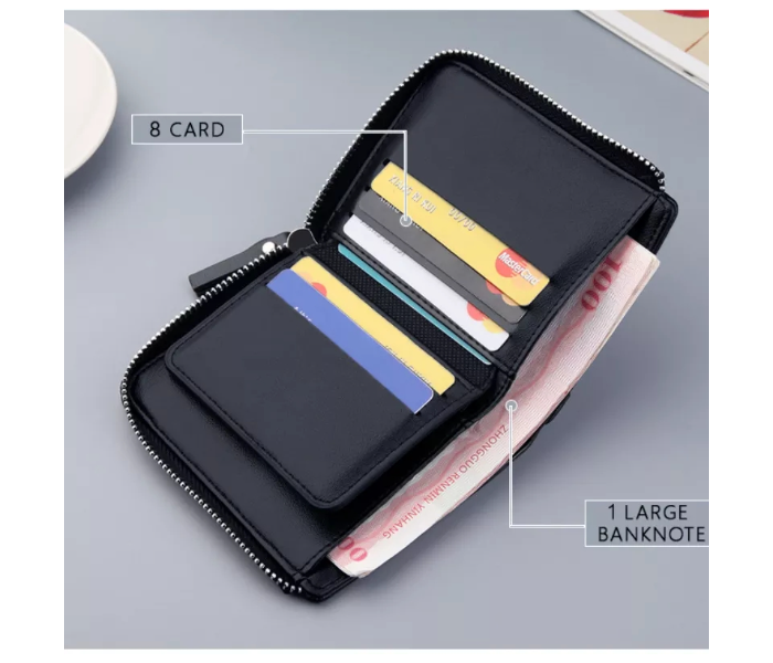 PU Leather with Zipper Wallet for Men - Black - Zoom Image 2