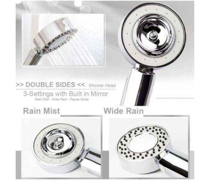 Generic Handheld Double Side Shower Head High Pressure Showerhead With Double Sided Spray and Free Filling Design - Silver - Zoom Image 5