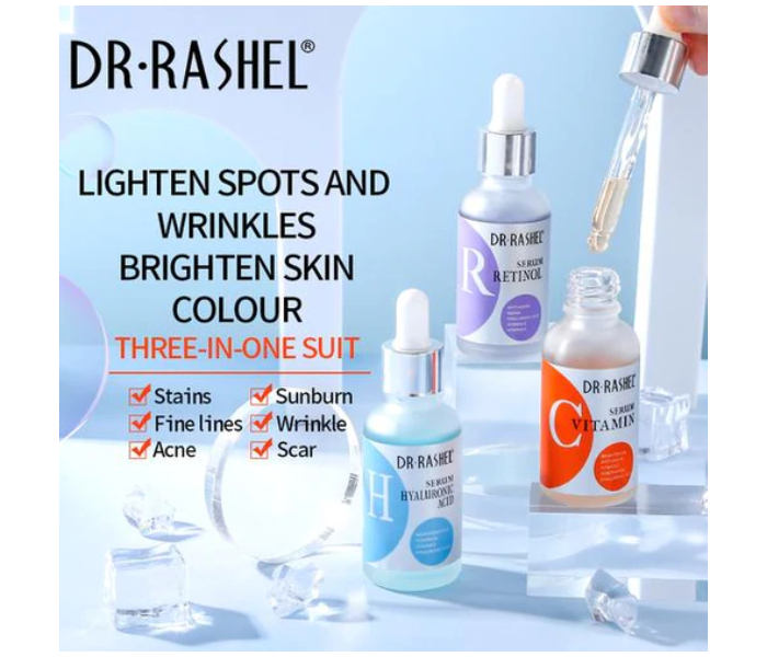 Dr Rashel DRL- 1616 Set of 3 Pack Anti-Aging Moisturizing Vitamin C Hyaluronic Acid And Retinol Facial Serum - Zoom Image 2