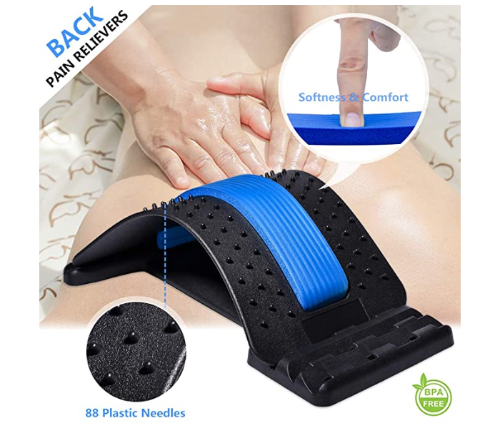 Back Stretcher Fitness Lumbar Posture Correction Massager Back Pain Relief Corrector Magic Back Relaxation - Blue and Black - Zoom Image 5