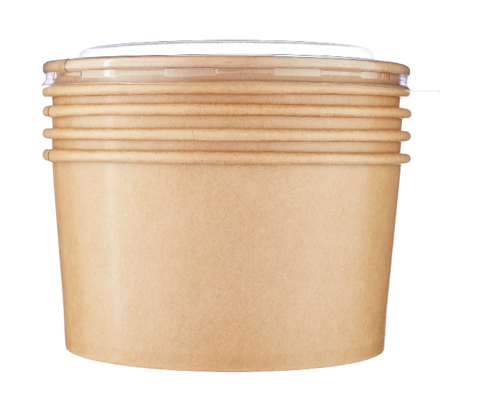 Hotpack HSMPSB32KX5 5 Pieces 32oz Kraft Paper Salad Bowl - Brown - Zoom Image 5