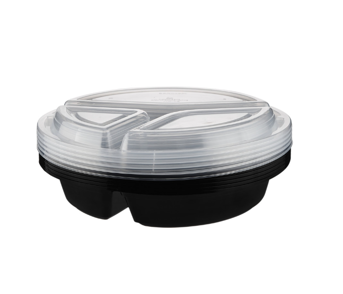 Hotpack HSMBBRO483C 5 Pieces 48 oz Black Base with Container 3 Compartment Lid - Zoom Image 2