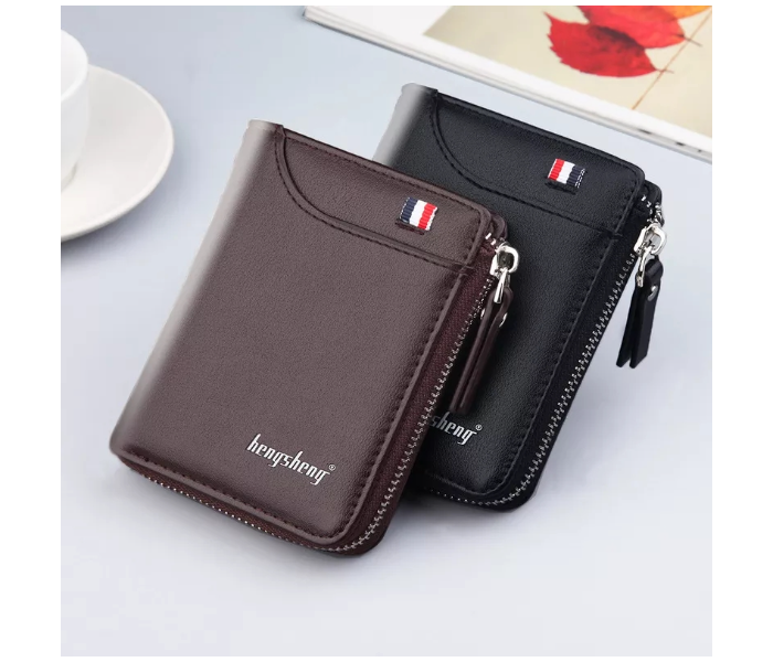 PU Leather with Zipper Wallet for Men - Brown - Zoom Image 3