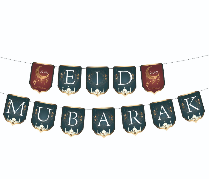 Eid Mubarak Banner With Moon And Star Ramadan Home Ceiling Hanging Decoration For Themed Party Supplies - Zoom Image 1