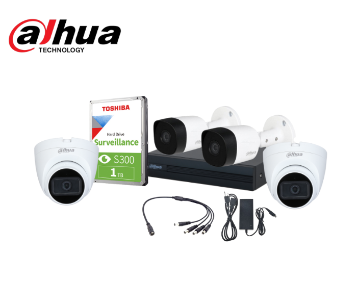 Dahua DAH-2CTRQP-2CCP-DV4 4 Camera 2MP HDCVI IR Eyeball Camera, Built In Mic Camera Set - Black and White - Zoom Image