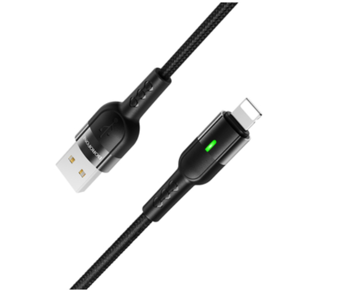 BOROFONE BU17 Starlight Smart Power Off Charging Data Cable For Lightning - Black - Zoom Image 1