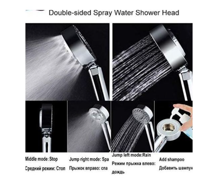 Generic Handheld Double Side Shower Head High Pressure Showerhead With Double Sided Spray and Free Filling Design - Silver - Zoom Image 1