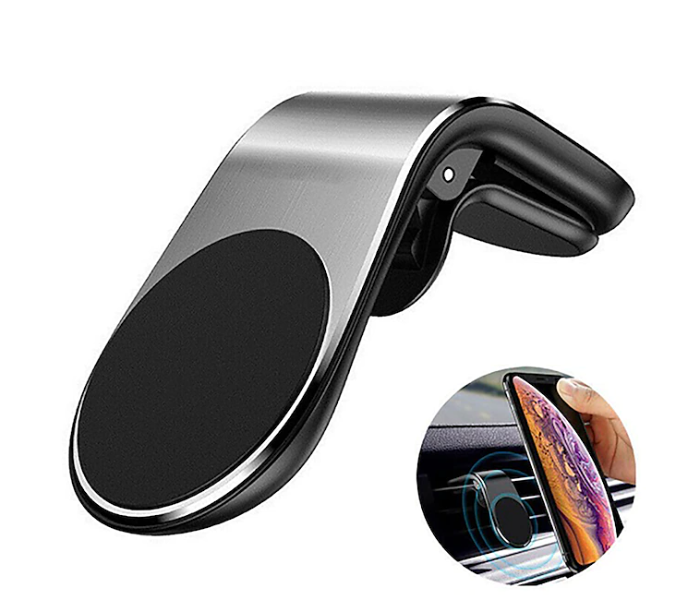 Metal Magnetic Car Holder For Smartphones - Black and Silver - Zoom Image 1