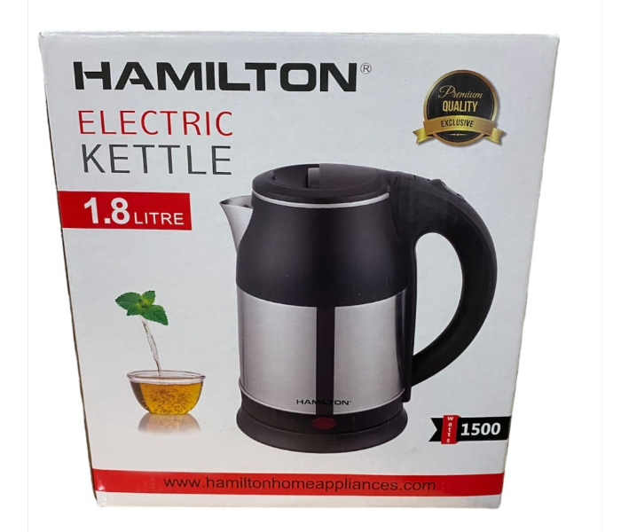 Hamilton HT-5806 1.8 Litre 1500 Watts Electric Kettle - Black and Silver - Zoom Image 1