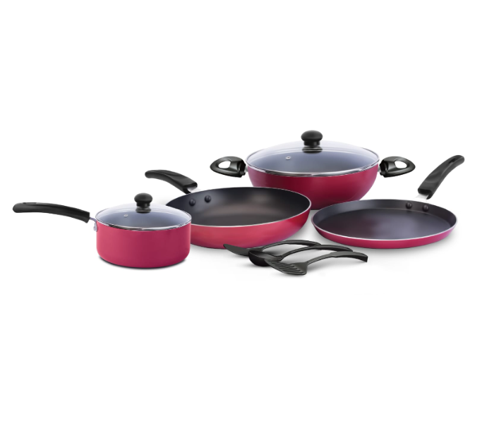 9 Piece High Quality Cookware Set - Black And Red - Zoom Image