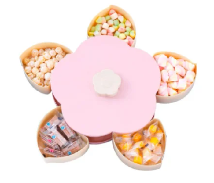 5 Grid Flower Shape Candy Snack Dried Fruits Storage Box with Phone Mount Stand - Pink and Blue - Zoom Image 4