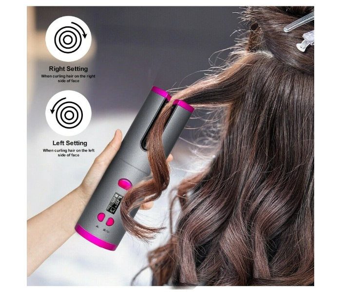 Rechargeable Cordless Auto Hair Curler - Grey and Pink - Zoom Image 3