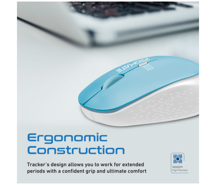 Promate Professional Precision Tracking Comfort Grip Wireless Mouse - Blue - Zoom Image 4