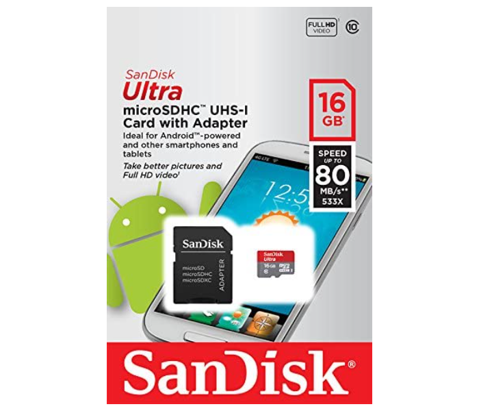 SanDisk SDSQUNC-016G-GN6MA Ultra 16GB Ultra Micro SDHC UHS-I Class 10 Card - Zoom Image 2