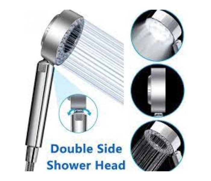 Generic Handheld Double Side Shower Head High Pressure Showerhead With Double Sided Spray and Free Filling Design - Silver - Zoom Image 3