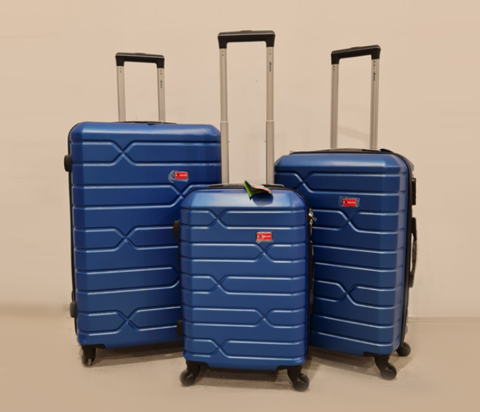 3 Piece Extreme Lightweight Hard Shell ABS Luggage Trolley - Pearl Blue - Zoom Image