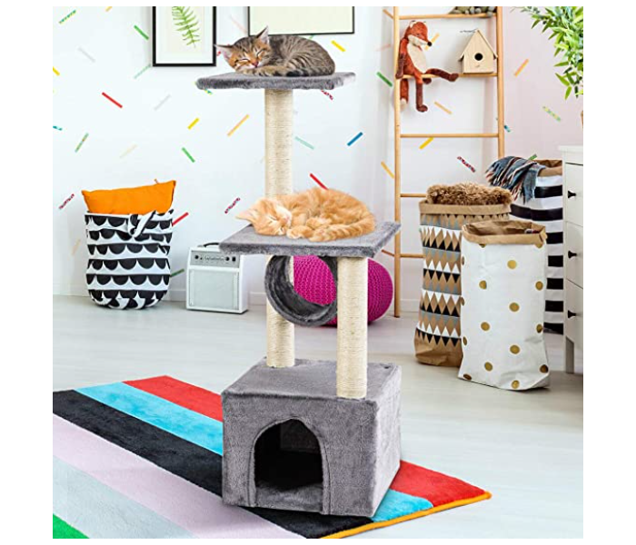 36 Inch Cat Trees and Towers with Scratching Posts Play House for Kitten - Grey - Zoom Image 5