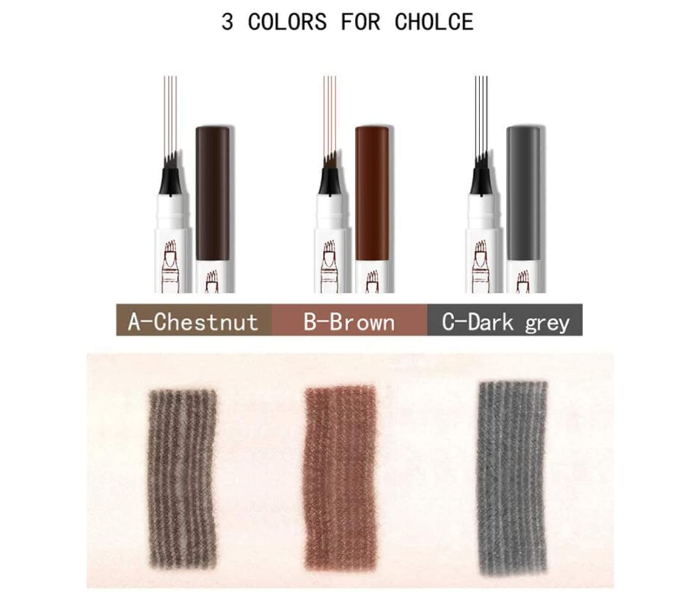 Pack of 3 Colours QIANXIU Waterproof Eyebrow Pen Pencil - Brown, Dark Grey, Chest Nut - Zoom Image 5