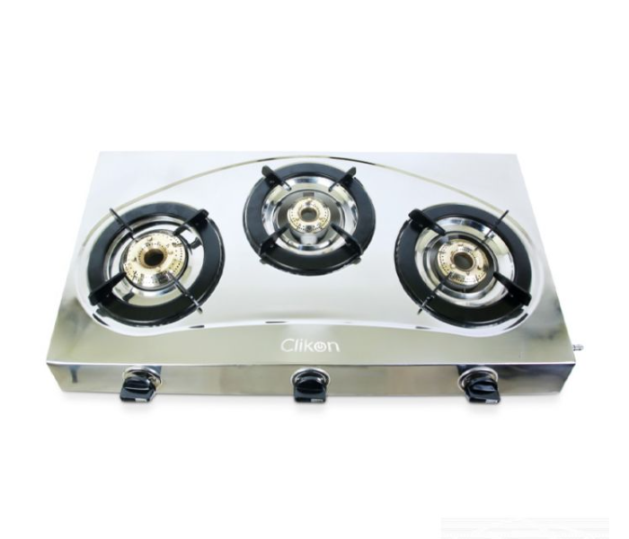 Clikon CK-4290 Stainless Steel 3 Burner Gas Stove - Silver - Zoom Image