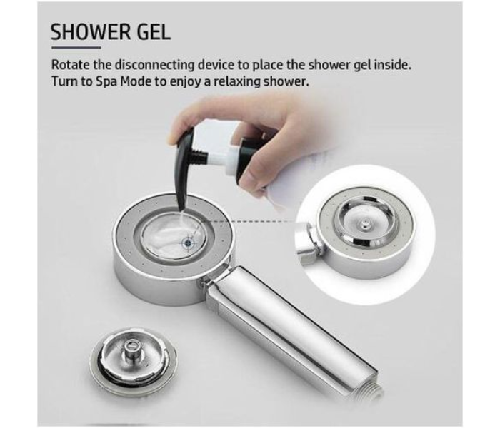 Generic Handheld Double Side Shower Head High Pressure Showerhead With Double Sided Spray and Free Filling Design - Silver - Zoom Image 8