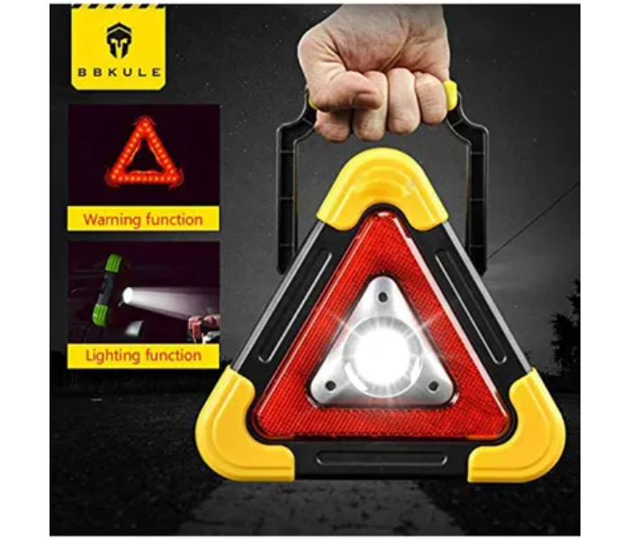 Portable Flashing Car Solar LED Light Triangle Warning Emergency Light Camping Hiking Fishing Lamp COB USB Charging Torch Light - Black and Yellow - Zoom Image 4