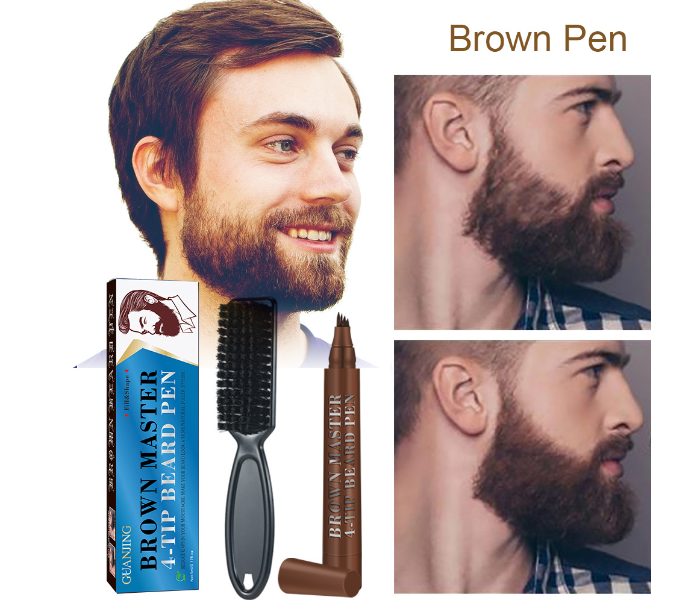 Unisex Waterproof Filler Pen for Beard and Eye Brows - Brown - Zoom Image 1