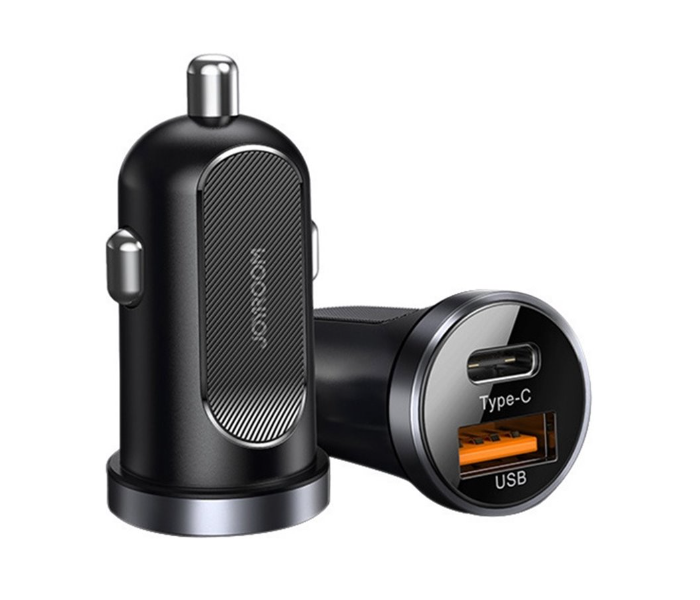 Joyroom C-A08 PD+QC3.0 Mini Dual Port 30W Smart Car Charger  - Black - Zoom Image